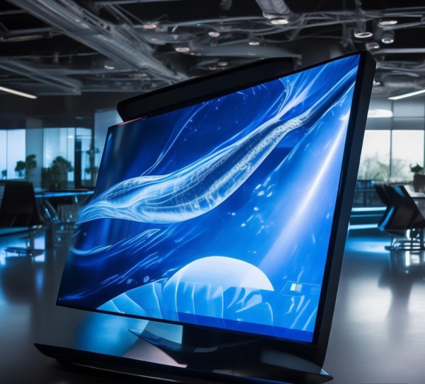 蓝色商务科技触摸屏动态PPT，现代商务展示新标准